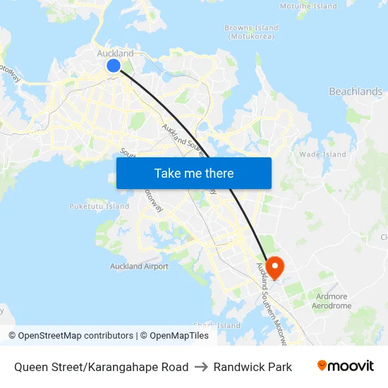 Queen Street/Karangahape Road to Randwick Park map