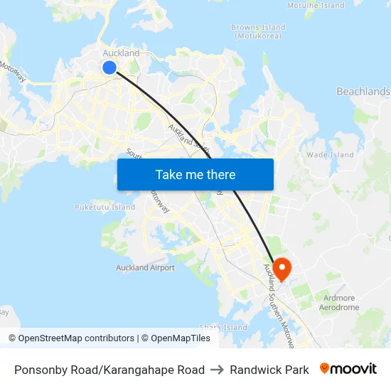Ponsonby Road/Karangahape Road to Randwick Park map