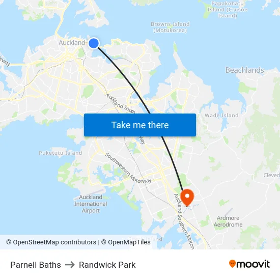 Parnell Baths to Randwick Park map