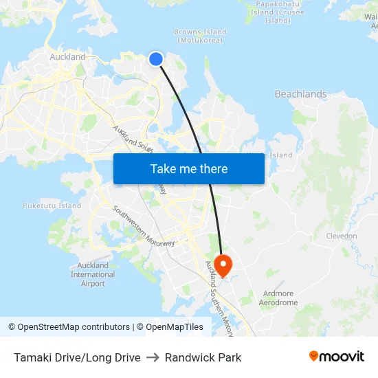 Tamaki Drive/Long Drive to Randwick Park map