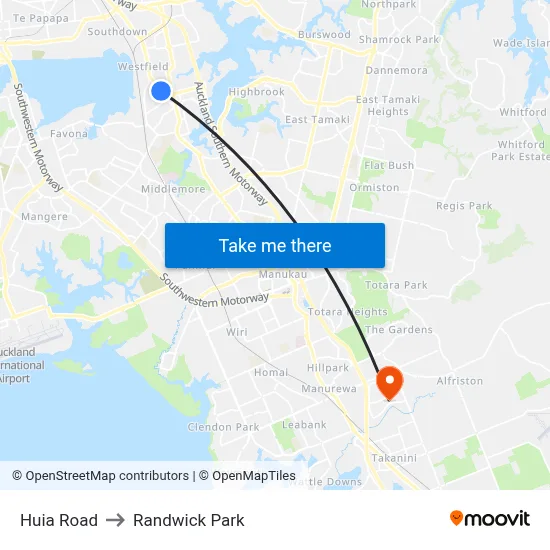 Huia Road to Randwick Park map