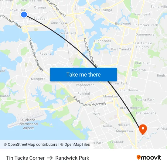 Tin Tacks Corner to Randwick Park map