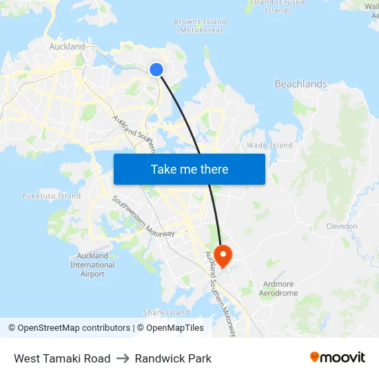 West Tamaki Road to Randwick Park map