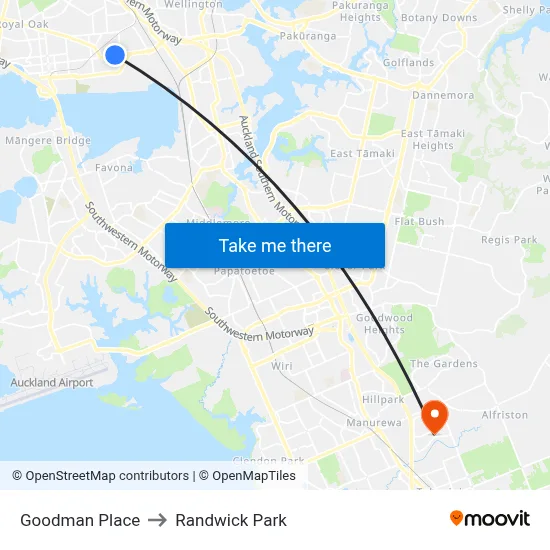 Goodman Place to Randwick Park map