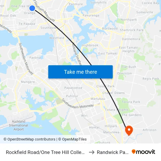 Rockfield Road/One Tree Hill College to Randwick Park map