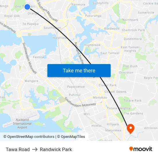 Tawa Road to Randwick Park map
