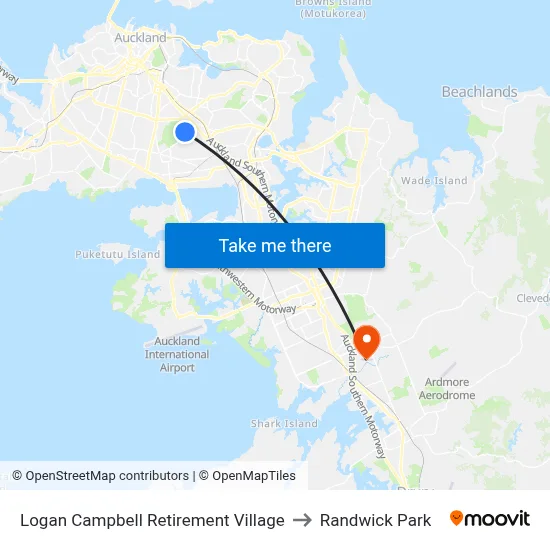 Logan Campbell Retirement Village to Randwick Park map