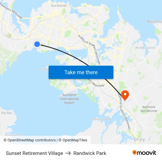 Sunset Retirement Village to Randwick Park map