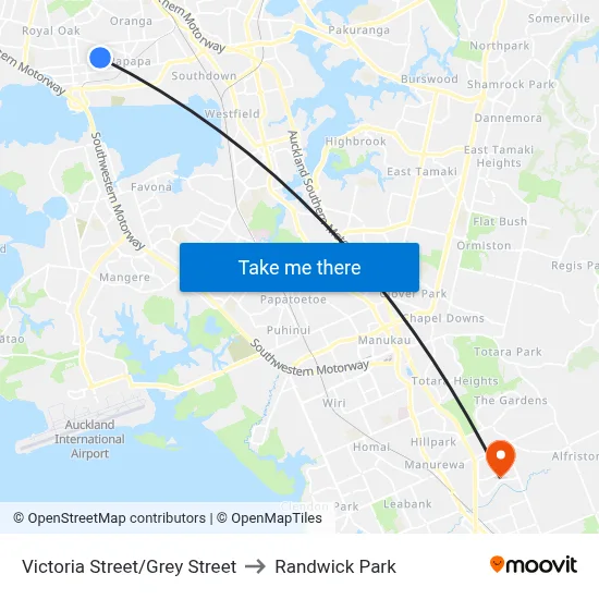 Victoria Street/Grey Street to Randwick Park map