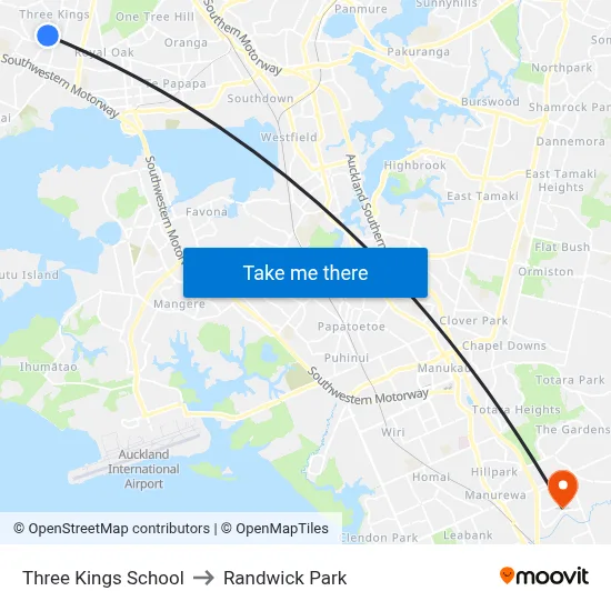 Three Kings School to Randwick Park map