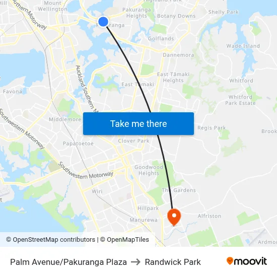 Palm Avenue/Pakuranga Plaza to Randwick Park map