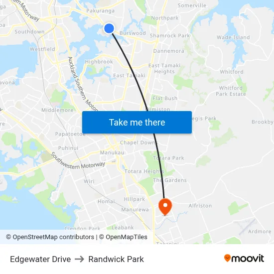 Edgewater Drive to Randwick Park map
