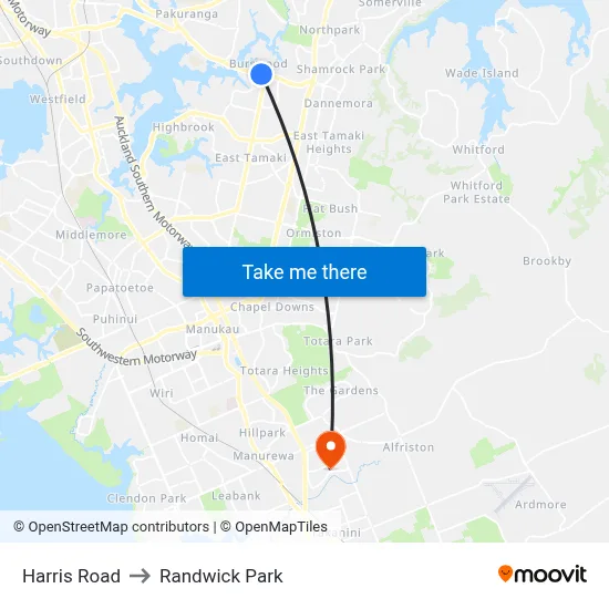 Harris Road to Randwick Park map