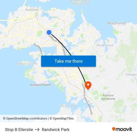 Stop B Ellerslie to Randwick Park map