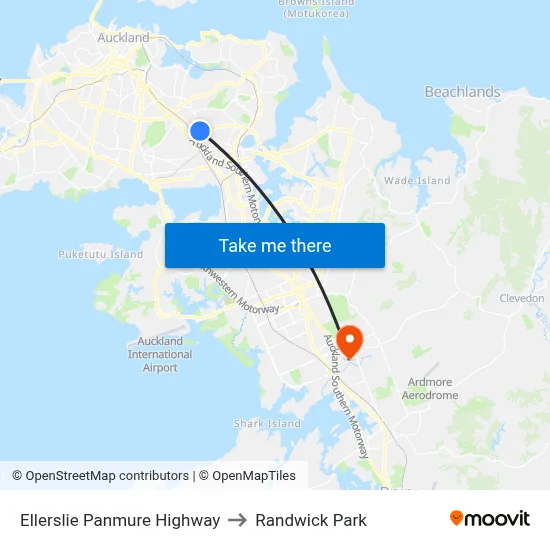 Ellerslie Panmure Highway to Randwick Park map