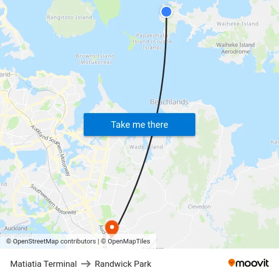 Matiatia Terminal to Randwick Park map