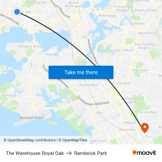The Warehouse Royal Oak to Randwick Park map