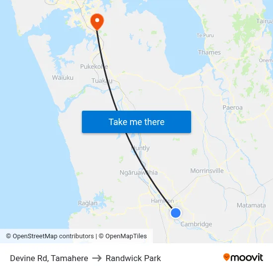 Devine Rd, Tamahere to Randwick Park map