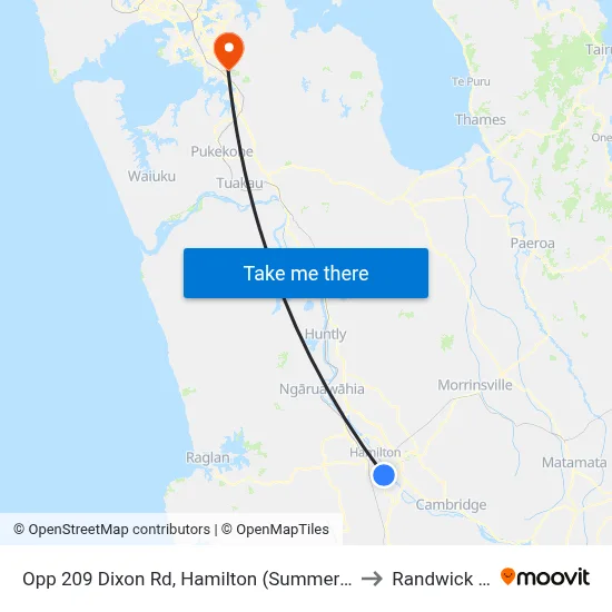 Opp 209 Dixon Rd, Hamilton (Summerset Village) to Randwick Park map