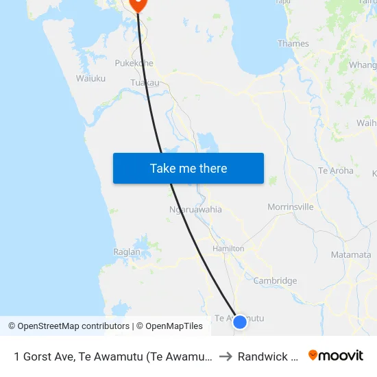 1 Gorst Ave, Te Awamutu (Te Awamutu I-Site) to Randwick Park map