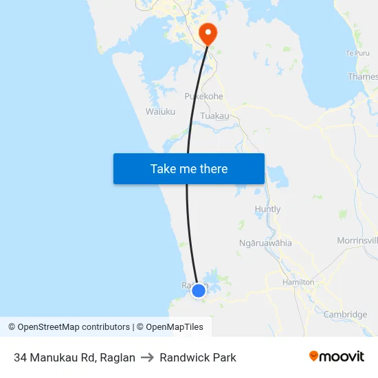 34 Manukau Rd, Raglan to Randwick Park map