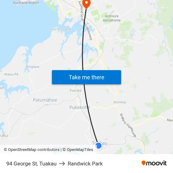 94 George St, Tuakau to Randwick Park map