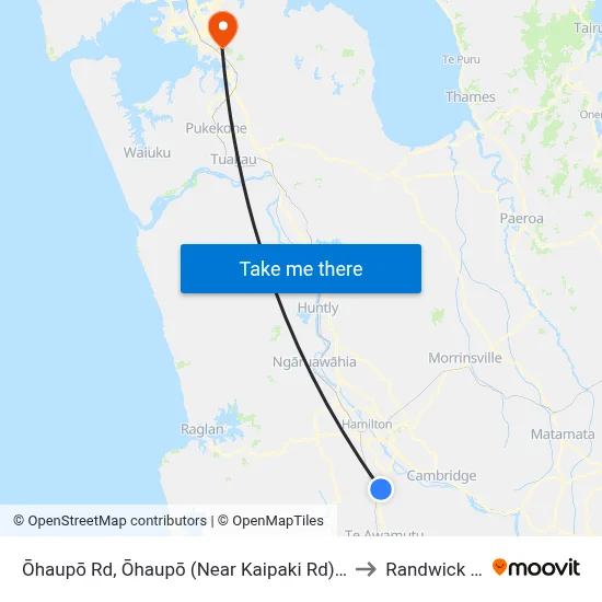Ōhaupō Rd, Ōhaupō (Near Kaipaki Rd) (Hail2ride) to Randwick Park map