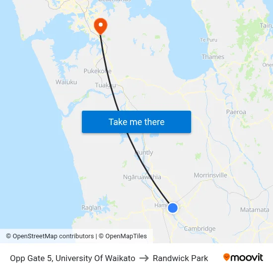 Opp Gate 5, University Of Waikato to Randwick Park map
