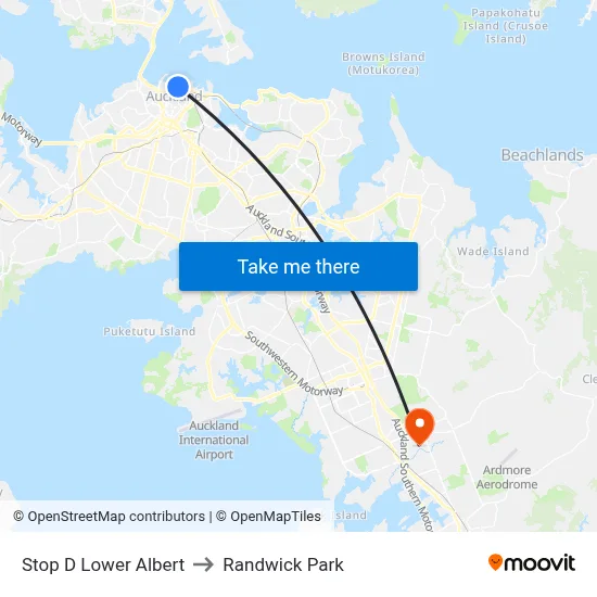 Stop D Lower Albert to Randwick Park map