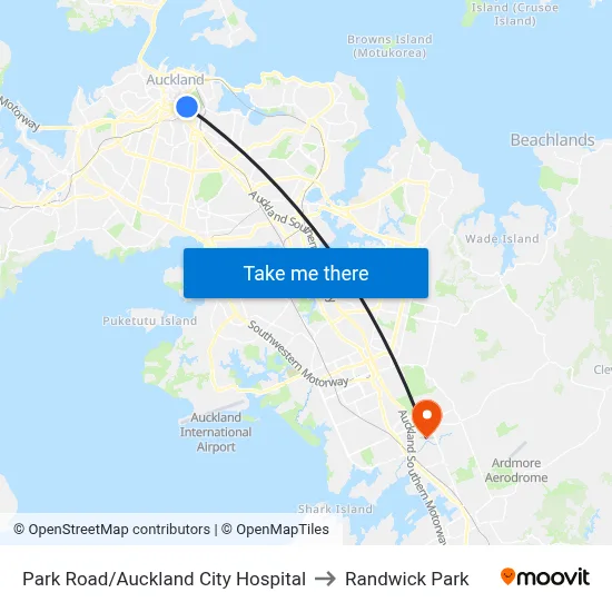 Park Road/Auckland City Hospital to Randwick Park map