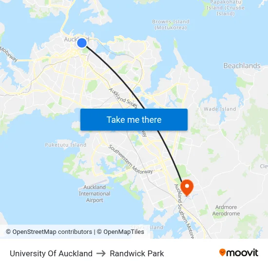 University Of Auckland to Randwick Park map