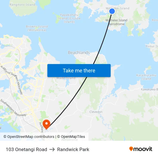 103 Onetangi Road to Randwick Park map