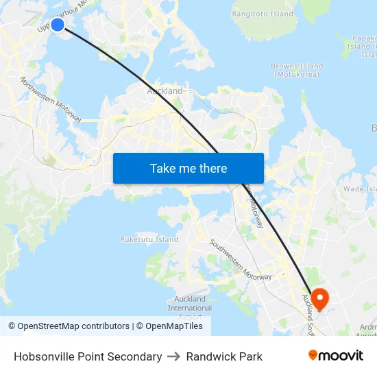 Hobsonville Point Secondary to Randwick Park map