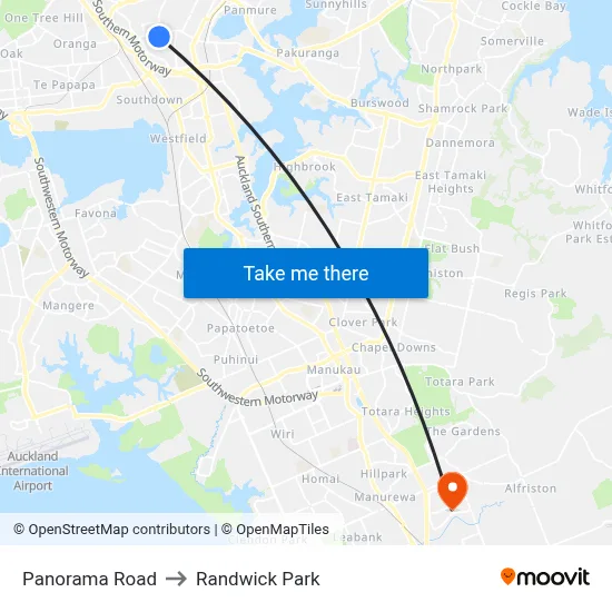 Panorama Road to Randwick Park map