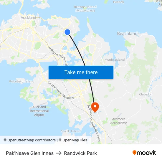 Pak'Nsave Glen Innes to Randwick Park map