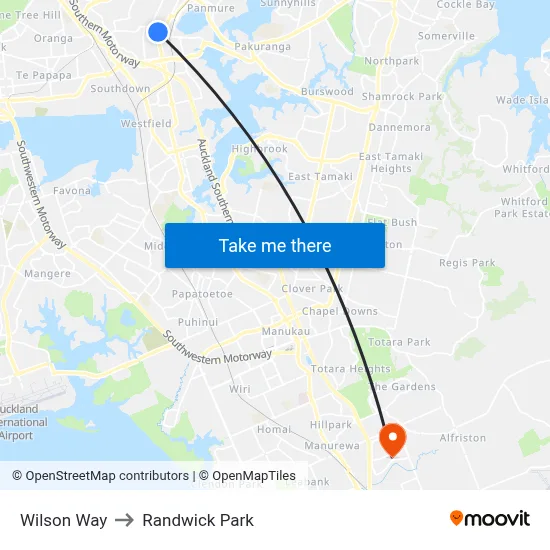 Wilson Way to Randwick Park map