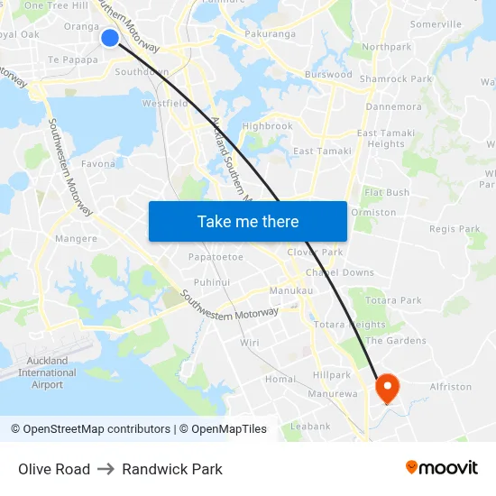 Olive Road to Randwick Park map