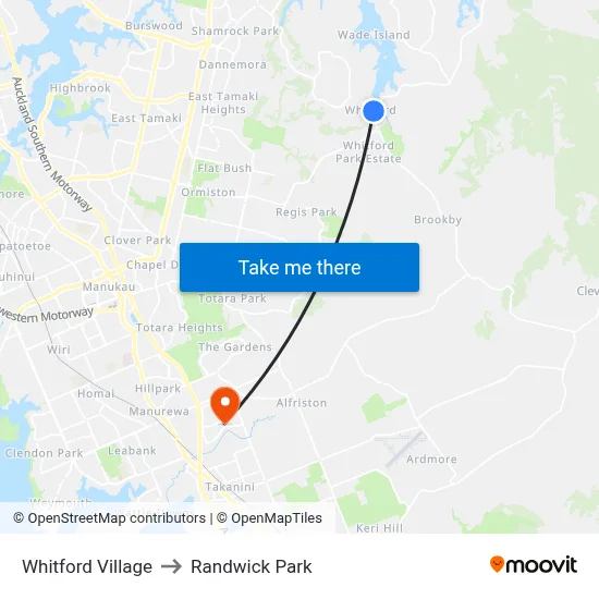 Whitford Village to Randwick Park map