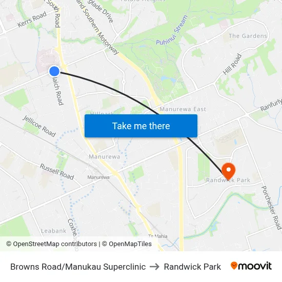 Browns Road/Manukau Superclinic to Randwick Park map