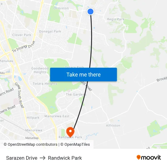 Sarazen Drive to Randwick Park map
