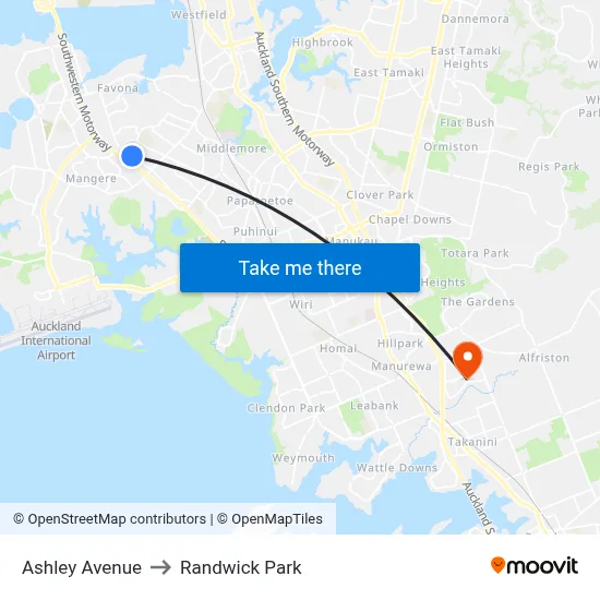Ashley Avenue to Randwick Park map