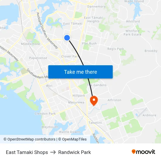 East Tamaki Shops to Randwick Park map