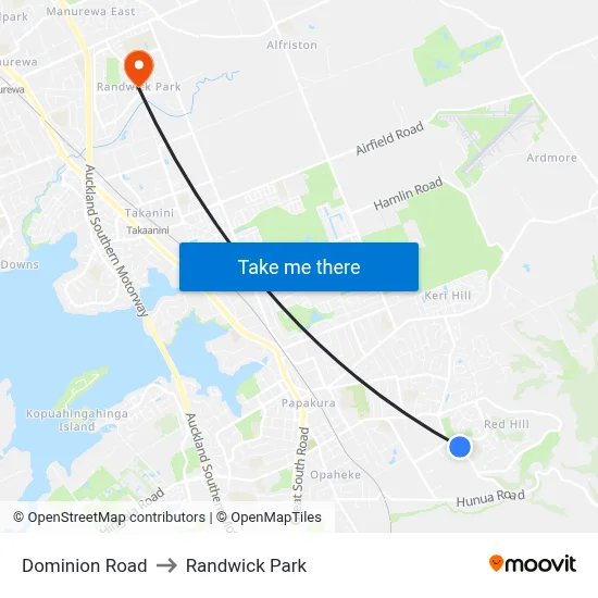 Dominion Road to Randwick Park map