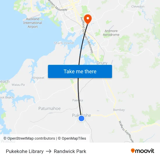 Pukekohe Library to Randwick Park map