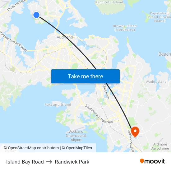Island Bay Road to Randwick Park map