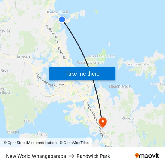 New World Whangaparaoa to Randwick Park map