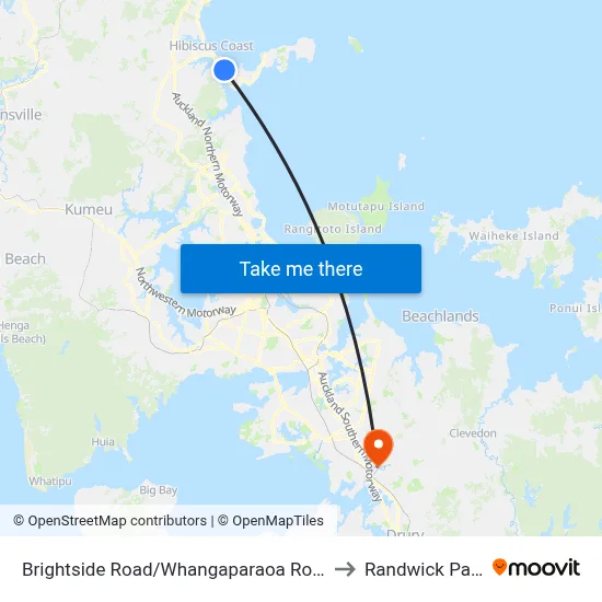 Brightside Road/Whangaparaoa Road to Randwick Park map