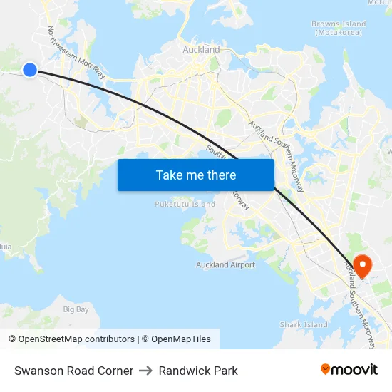 Swanson Road Corner to Randwick Park map