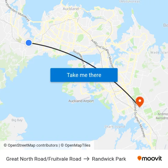 Great North Road/Fruitvale Road to Randwick Park map