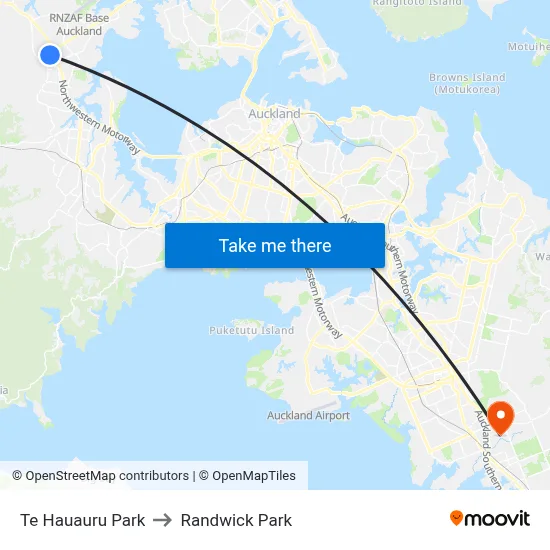 Te Hauauru Park to Randwick Park map
